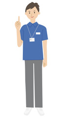 Care staff pose vector illustration