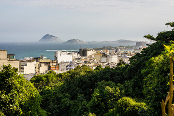 Fototapeta na wymiar Copacabana neighborhood seen from the top of Ladeira do Leme in Rio de Janeiro