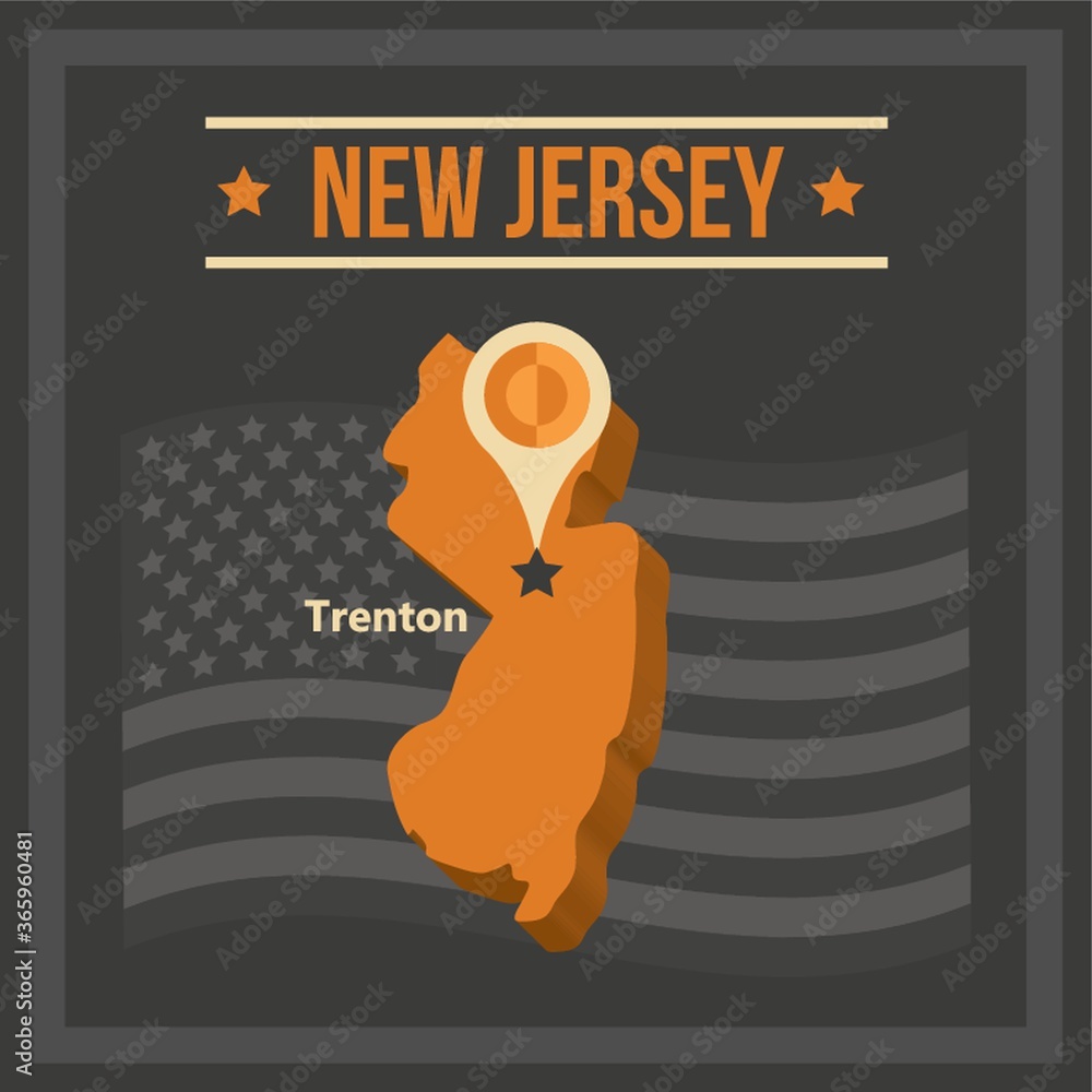 Poster map of new jersey state