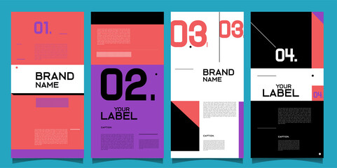 Vector brand label, banner and social media post layout design template
