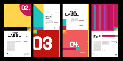 Vector brand label, banner and social media post layout design template
