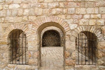 Fototapeta na wymiar ancient house entrance in archaeological park