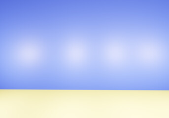 3d empty bright blue room with light and shadow 3D rendering