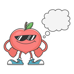 Peach fruit with sunglasses cartoon