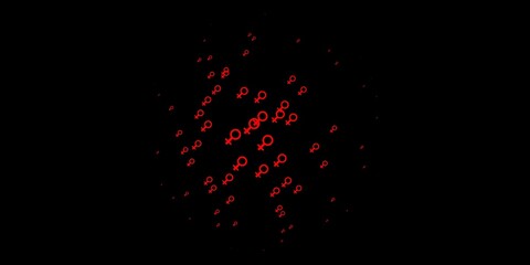 Dark Red vector texture with women's rights symbols.