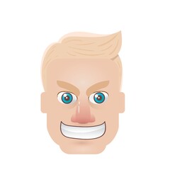 man with grinning face