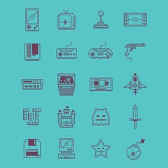 retro video game icons