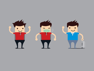 The cartoon characters show their emotions on a dark color