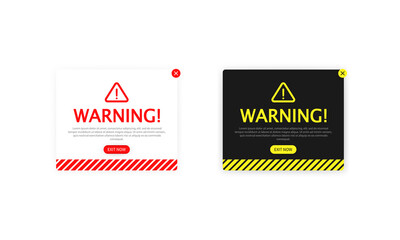 Warning pop up with flat design. Exclamation symbol. Web page for website, notification, service. Vector EPS 10