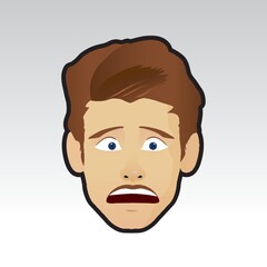man with frowning face and mouth opened
