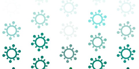 Light Green vector backdrop with virus symbols.