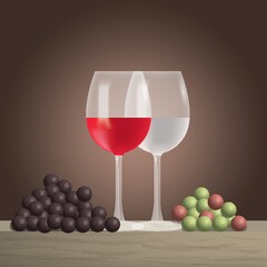 glass of wine with grapes