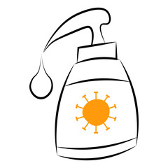 cartoon stickman: corona virus, caution, wash hands. Vector Illustration