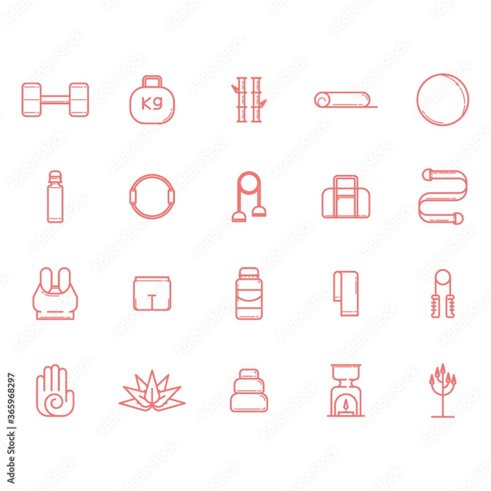 Sticker assorted exercise and zen icon set