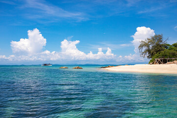 beautiful blue sea and tropical sand beach in thailand