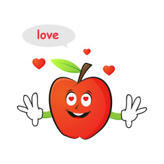 Apple characters fall in love on a white background - vector