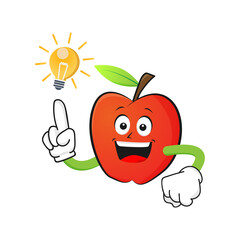 The Apple character smiles finding ideas on a white background - vector