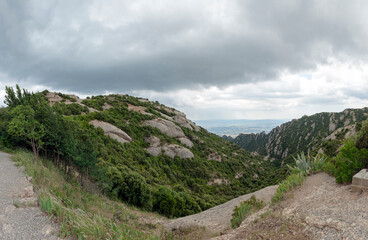 High angle view from Montserrat mountain towards Esparreguera, Catalonia, Spain.