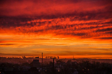 sunset over the city