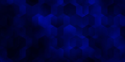 Obraz premium Dark BLUE vector backdrop with hexagons.