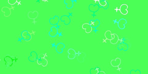 Light Green vector texture with women's rights symbols.