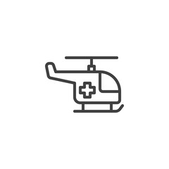 Emergency Helicopter line icon. linear style sign for mobile concept and web design. Ambulance helicopter outline vector icon. Symbol, logo illustration. Vector graphics