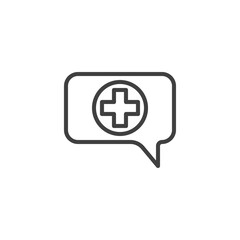 Medical assistance chat line icon. linear style sign for mobile concept and web design. Medical message outline vector icon. Symbol, logo illustration. Vector graphics