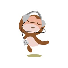 monkey listening music