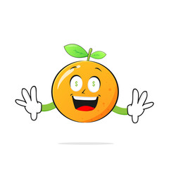 Orange character is surprised to see money on a white background - vector