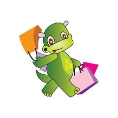 dragon with shopping bags