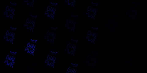 Dark BLUE vector template with businesswoman signs.