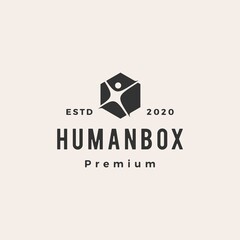 human box hexagon health hipster vintage logo vector icon illustration