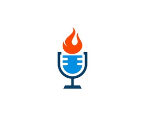 Microphone with fire flame above