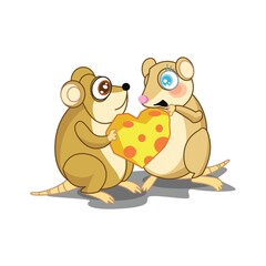rats with love shape cheese