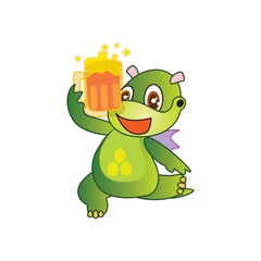 dragon with chilled beer glass