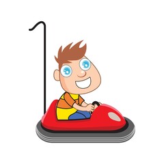 Fototapeta premium boy on electric car