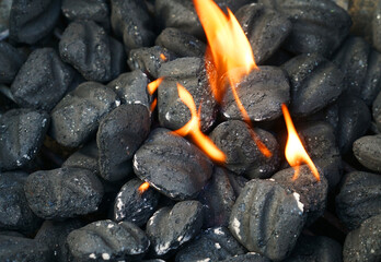 background of charcoal with fire for barbecue