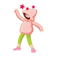 girl in hoodie with stars