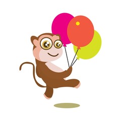 Fototapeta premium monkey with colorful balloons