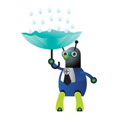 doctor ant saving rain water with umbrella