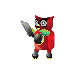 owl with electronic tablet