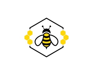 Bee and beehive in the hexagon
