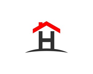 H letter with red roof house
