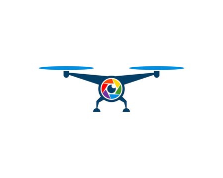Modern flying drone with rainbow camera inside