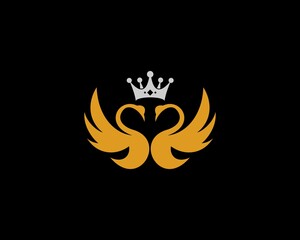 Twin golden swan with silver crown