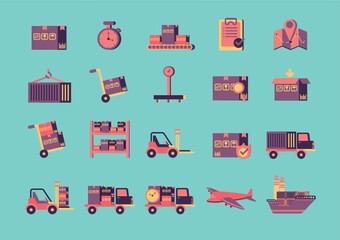 collection of shipping and logistic icons