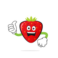 The Strawberries character smiles raising a thumb on a white background -vector