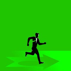 Fototapeta na wymiar Business concept illustration of a businessman running follow the arrow