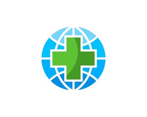 Medical symbol inside the globe