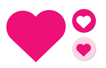 Love heart icon with pink circle versions